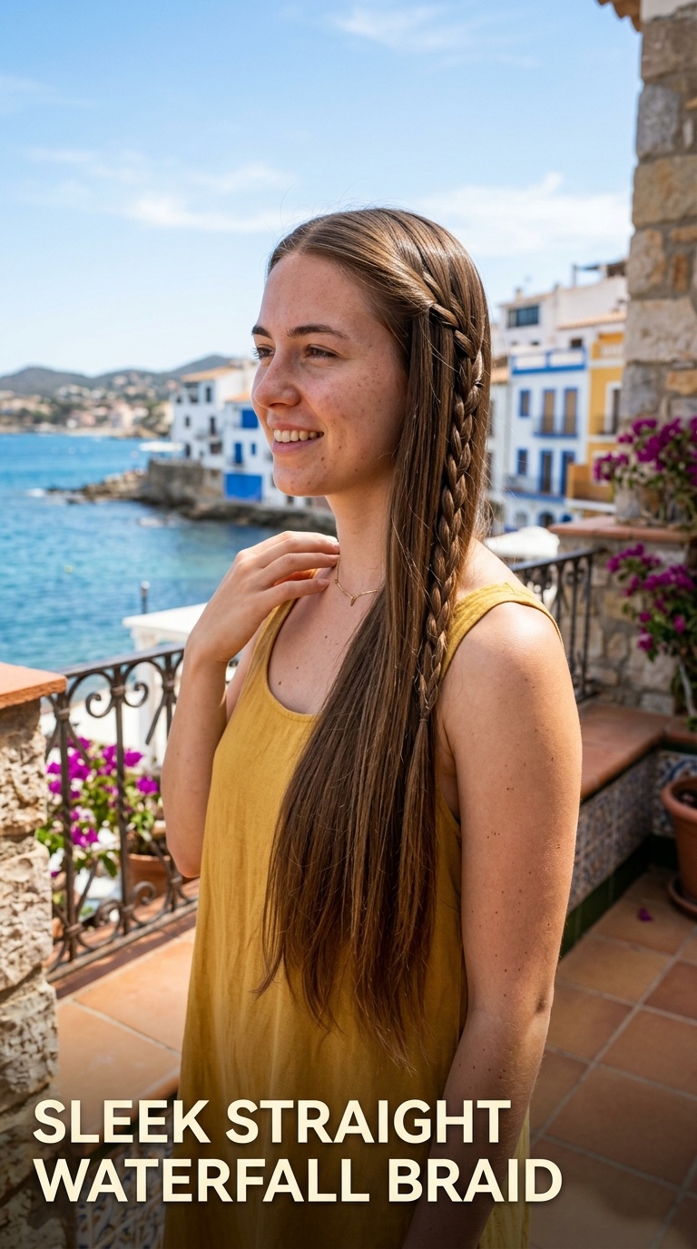 Sleek Straight Waterfall Braid
