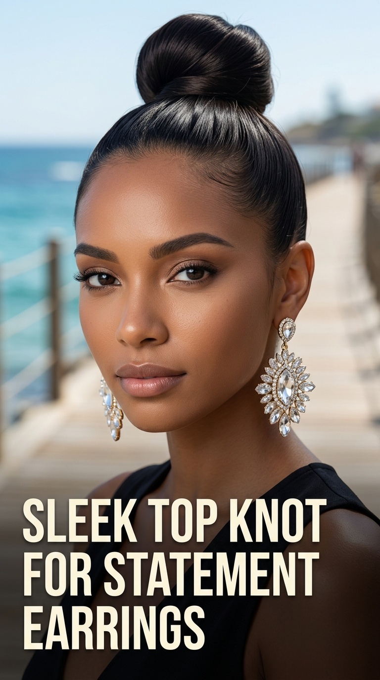 Sleek Top Knot for Statement Earrings