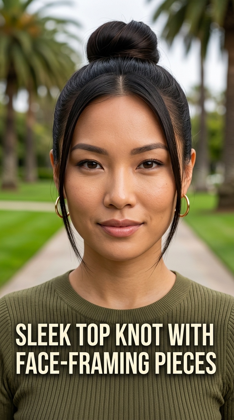 Sleek Top Knot with Face-Framing Pieces