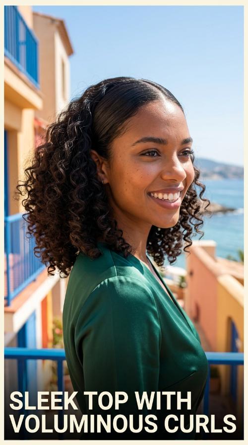 Sleek Top with Voluminous Curls