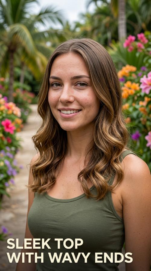 Sleek Top with Wavy Ends