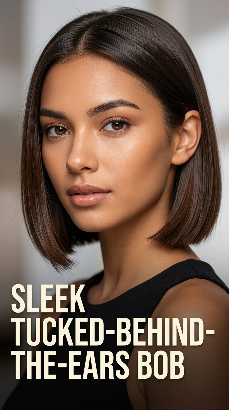Sleek Tucked-Behind-the-Ears Bob