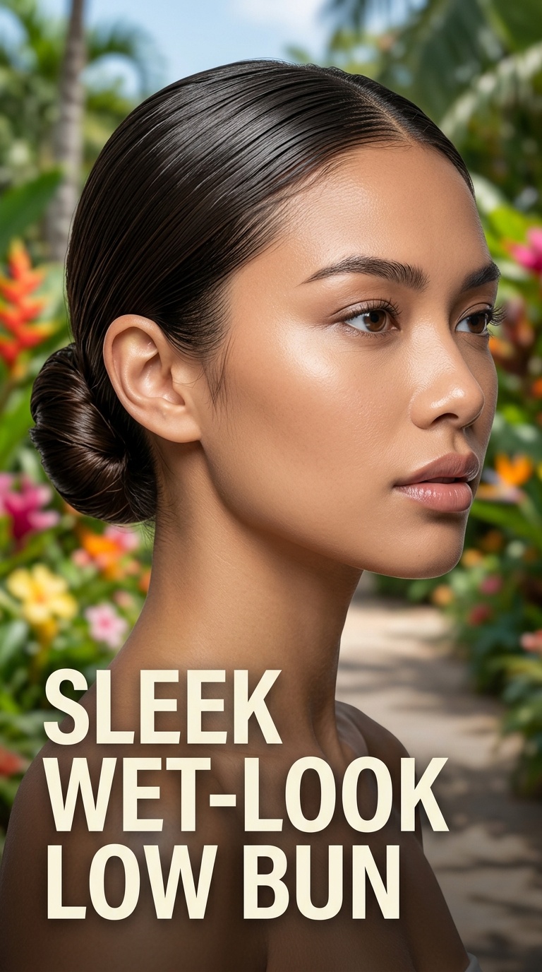 Sleek Wet-Look Low Bun