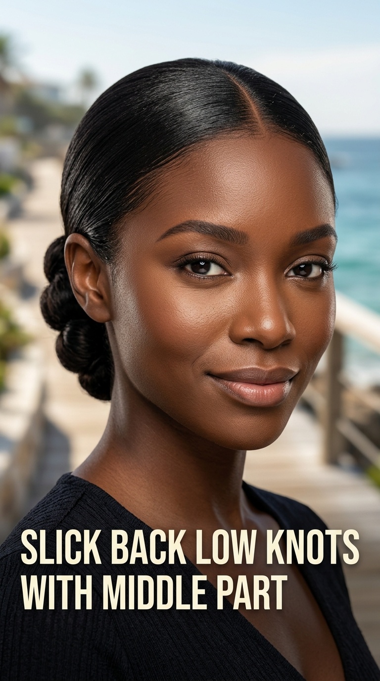 Slick Back Low Knots with Middle Part