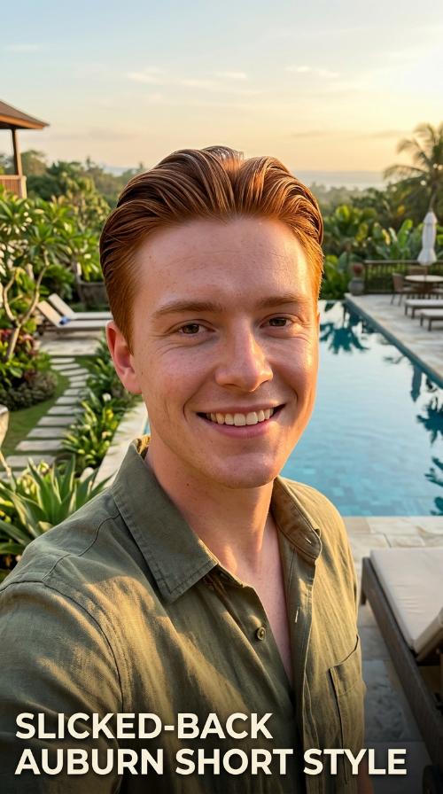 Slicked-Back Auburn Short Style
