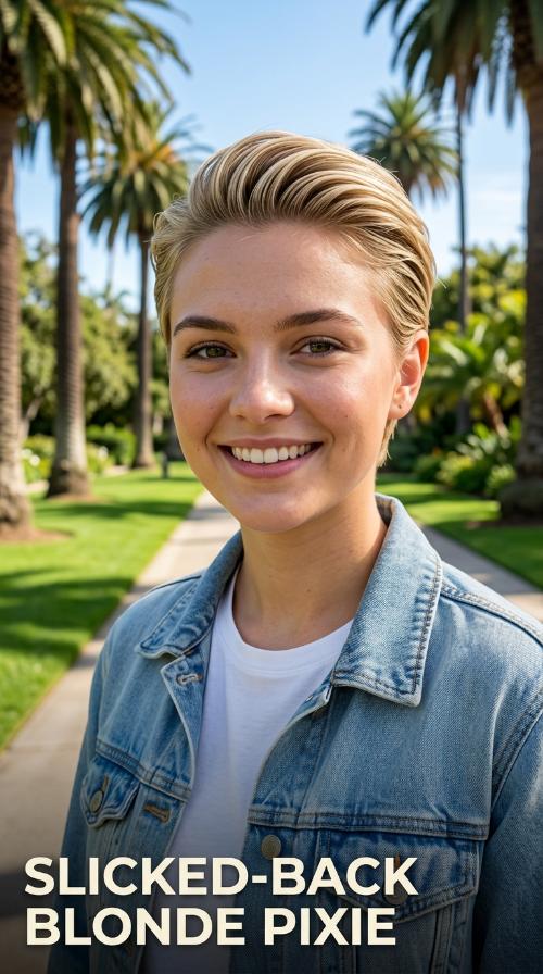 Slicked-Back Blonde Pixie