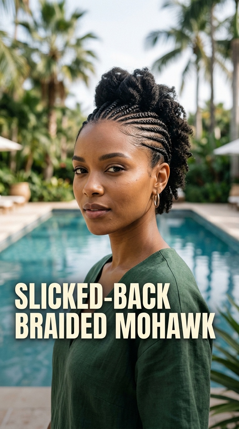 Slicked-Back Braided Mohawk