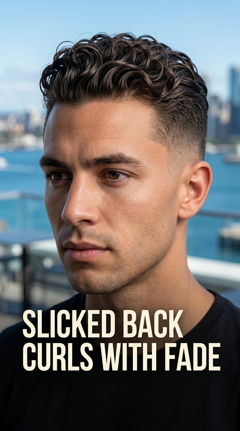 Slicked Back Curls with Fade