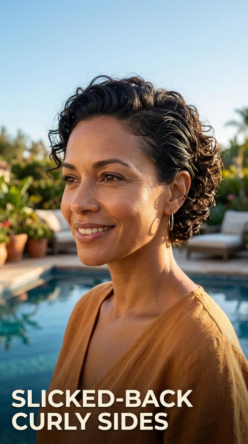 Slicked-Back Curly Sides