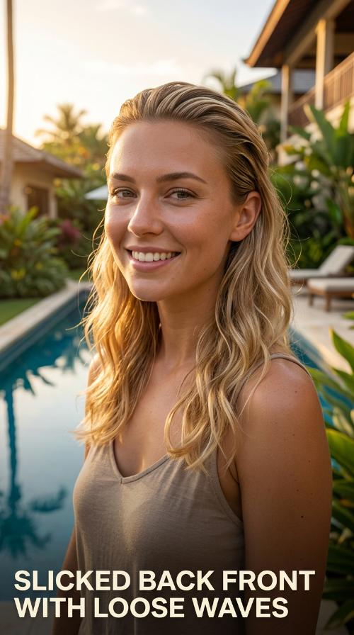 Slicked Back Front with Loose Waves