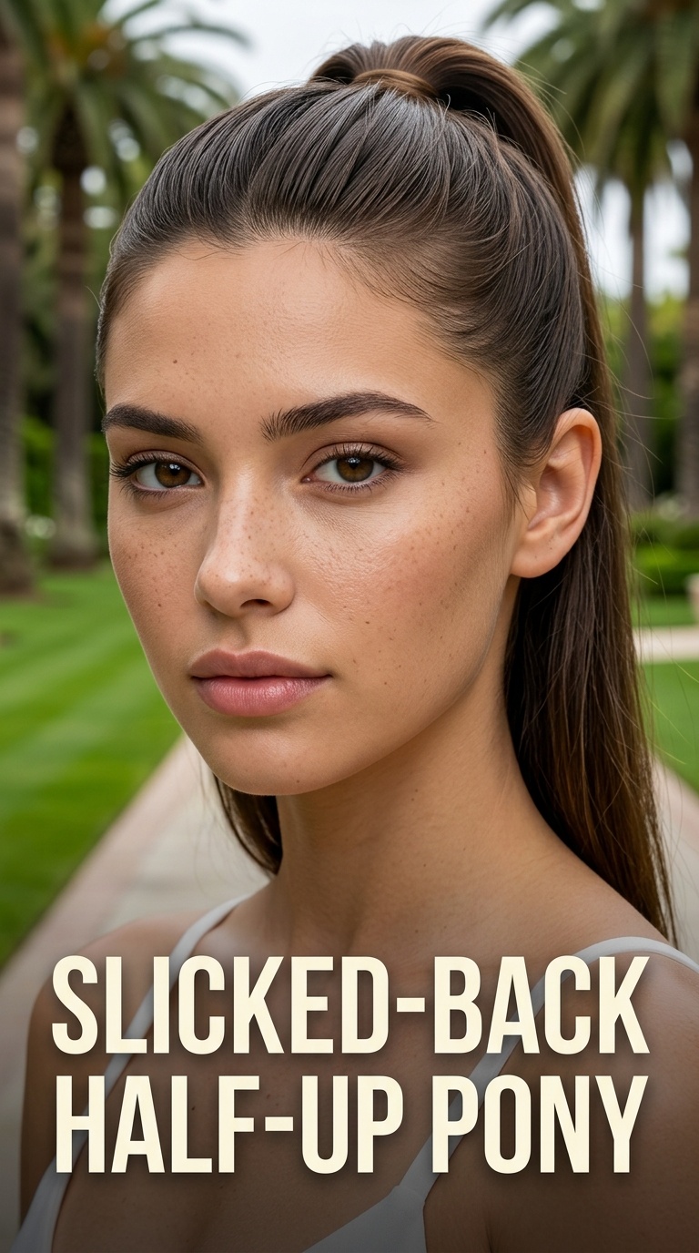 Slicked-Back Half-Up Pony