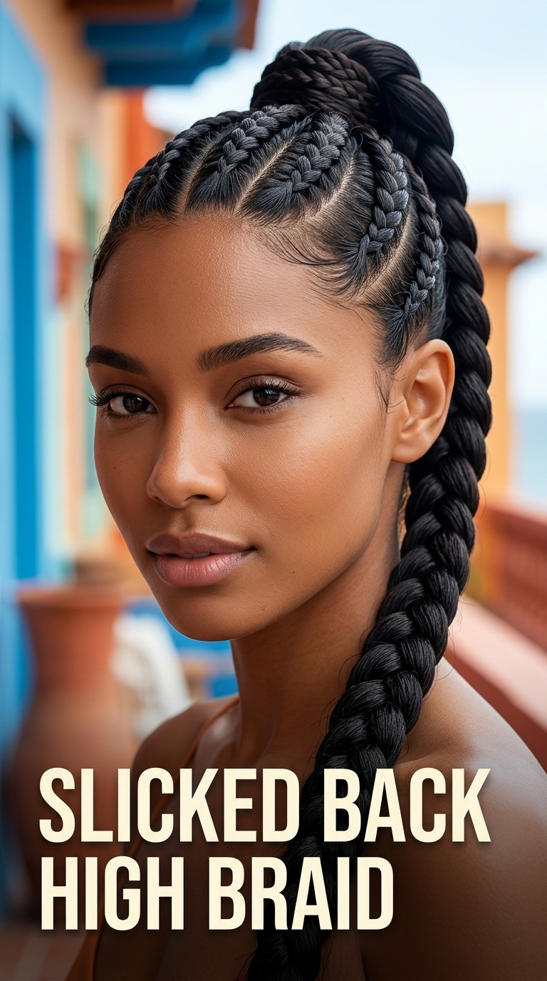 Slicked Back High Braid