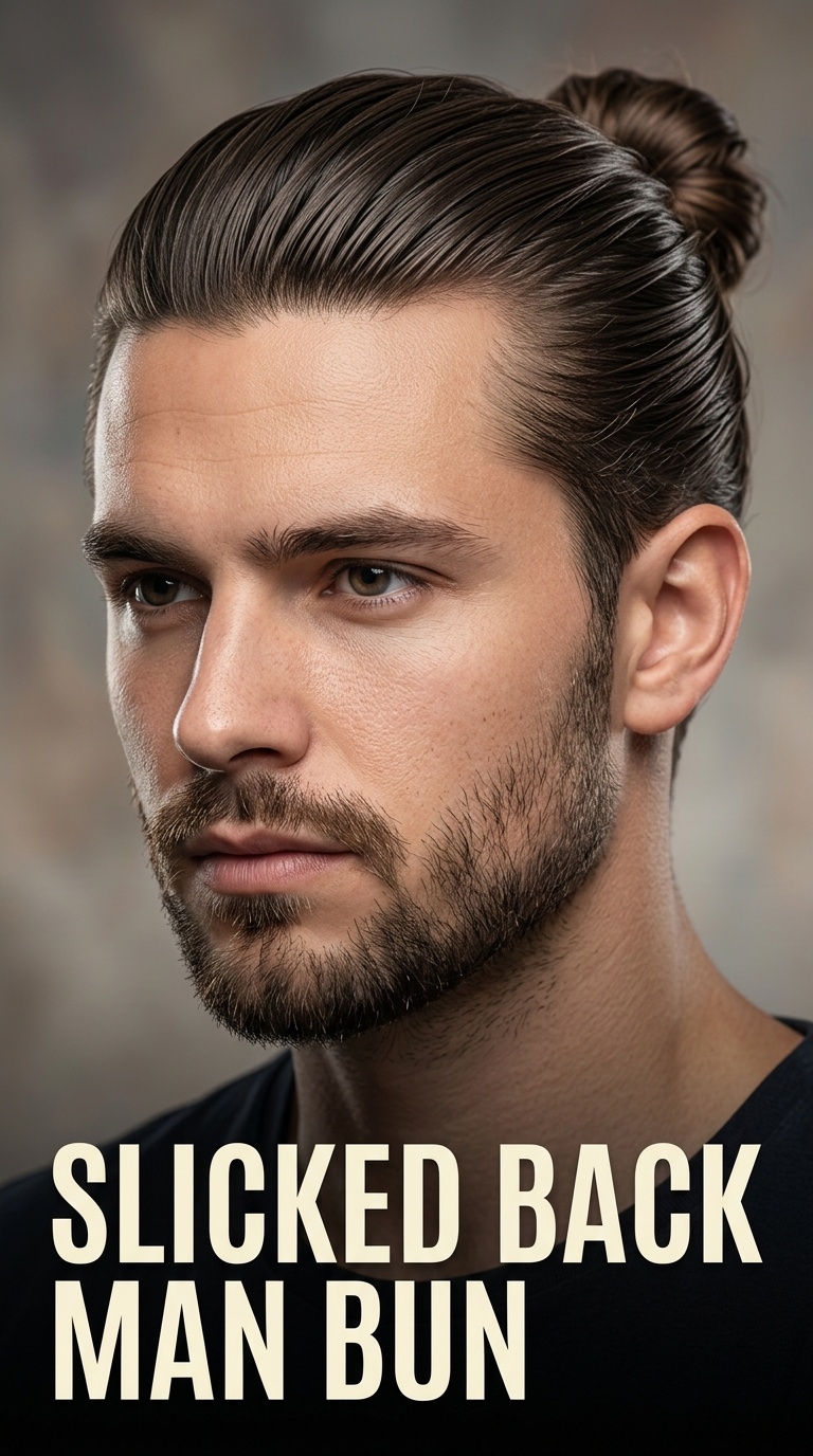 Slicked Back Man Bun