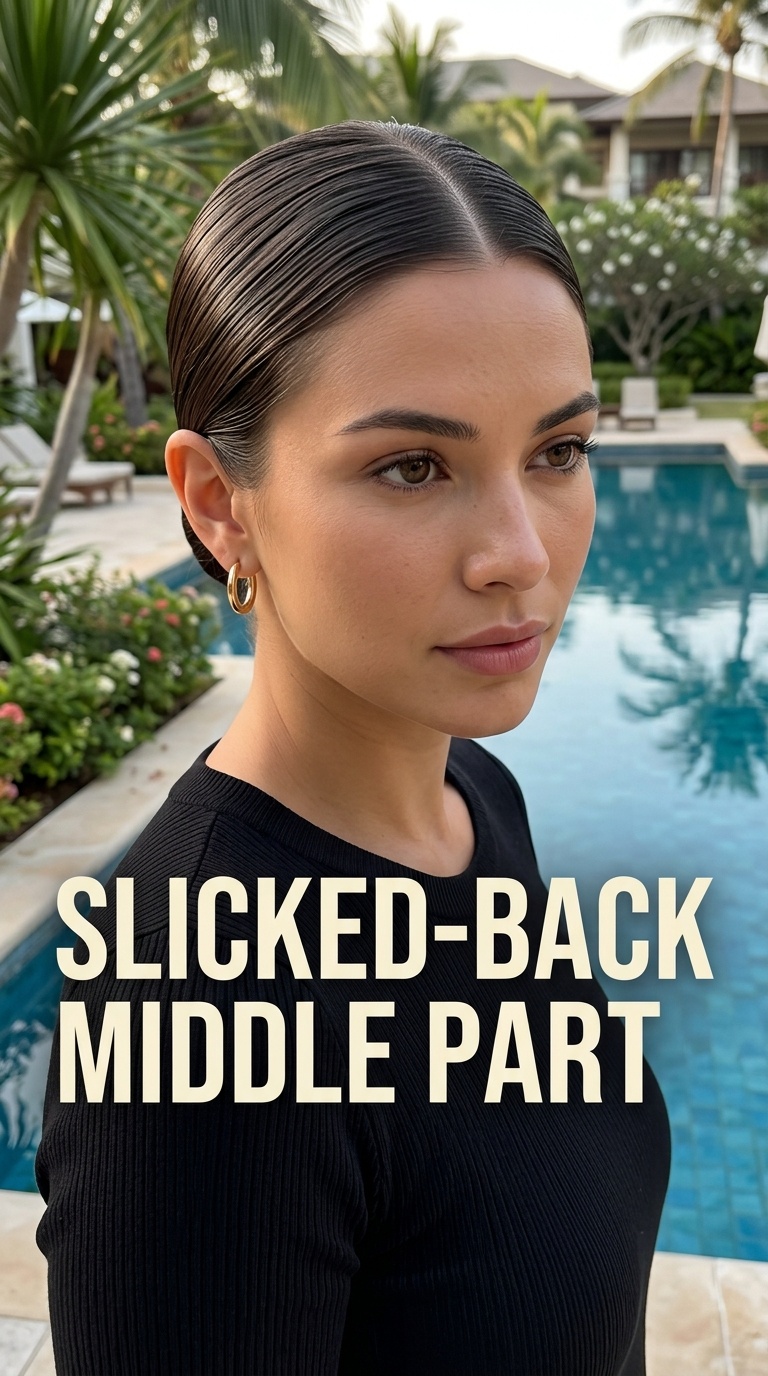 Slicked-Back Middle Part