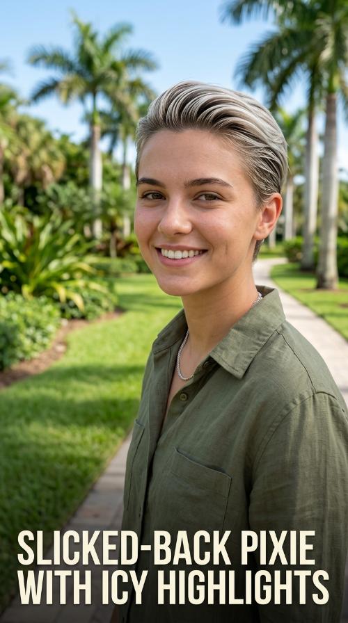 Slicked-Back Pixie with Icy Highlights