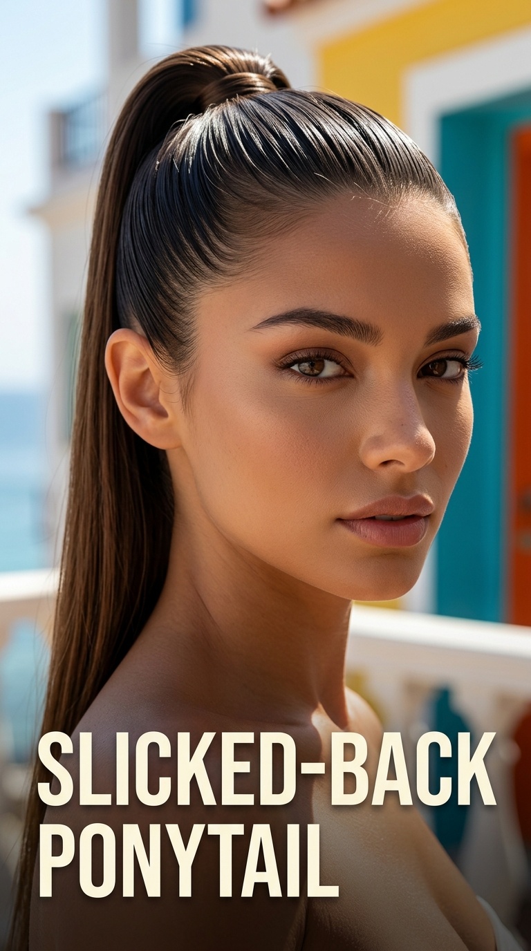 Slicked-Back Ponytail