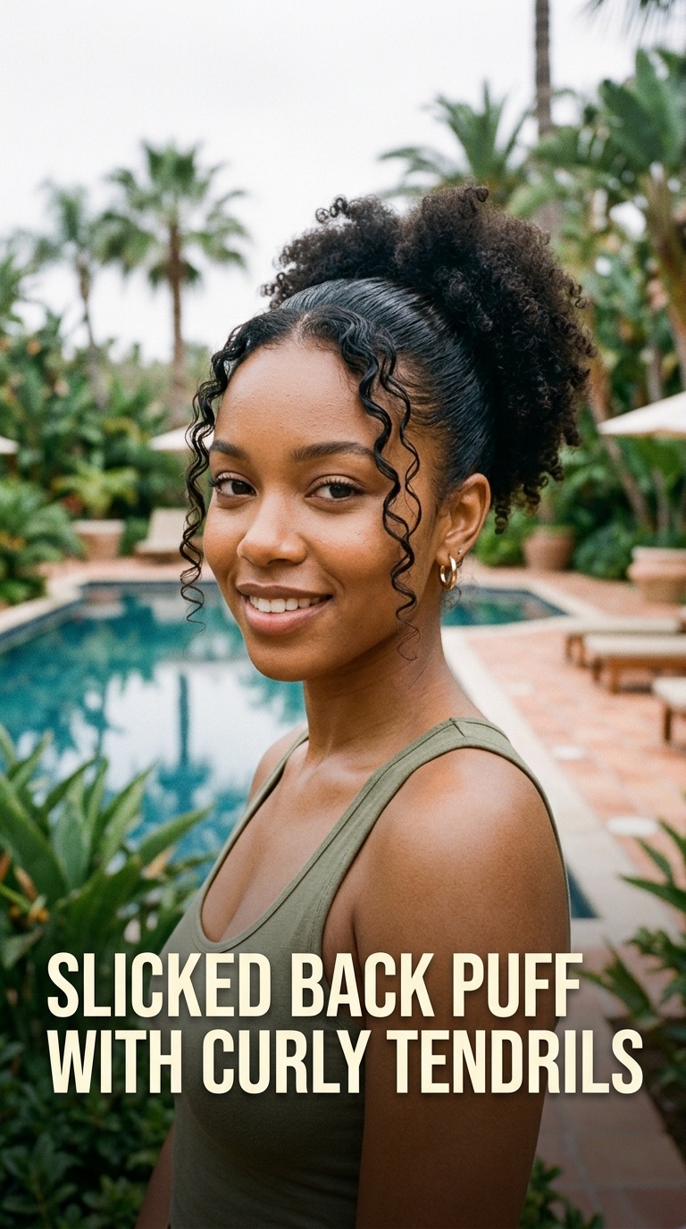 Slicked Back Puff with Curly Tendrils
