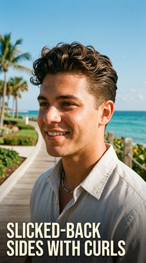 Slicked-Back Sides with Curls
