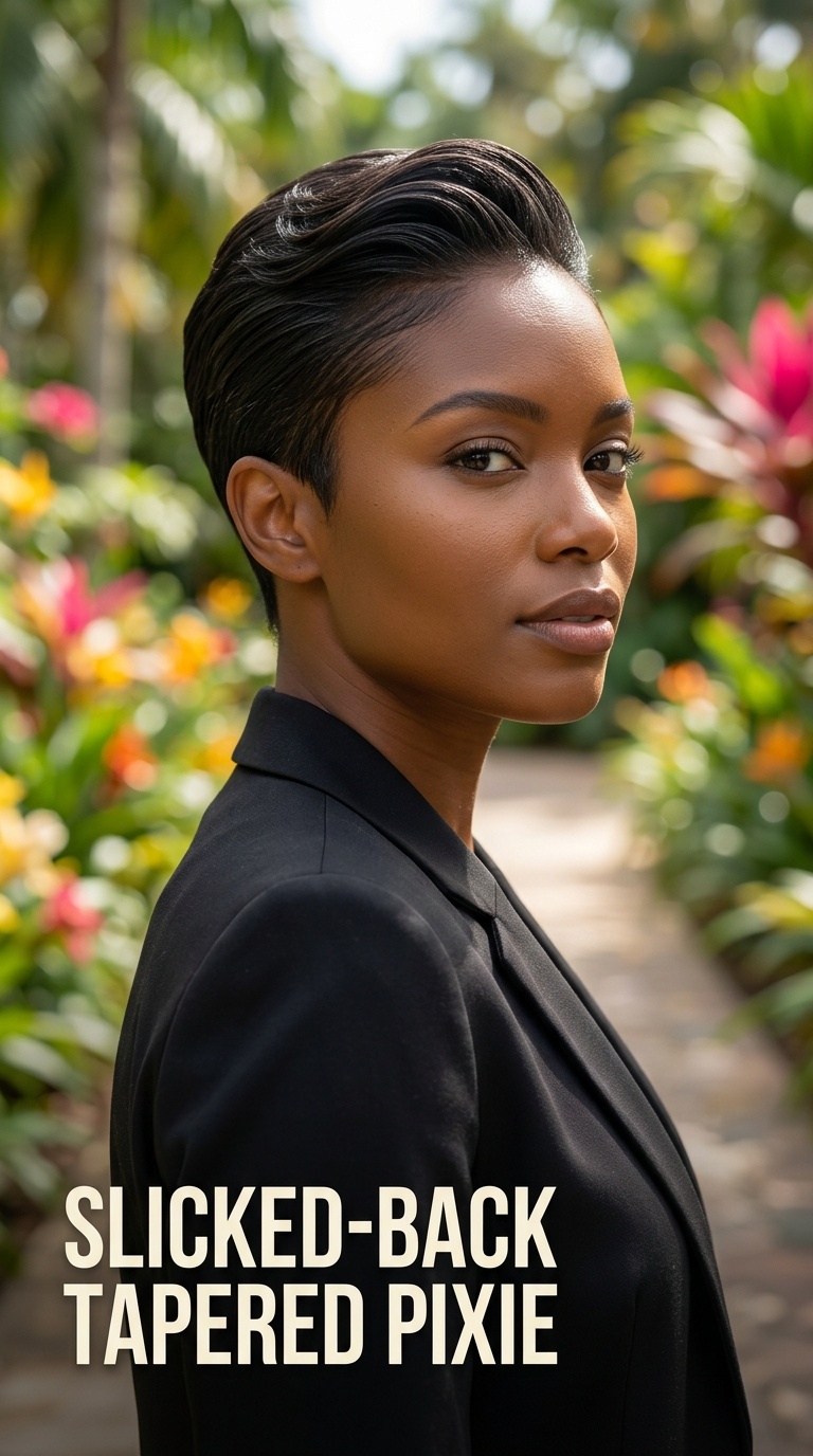Slicked-Back Tapered Pixie