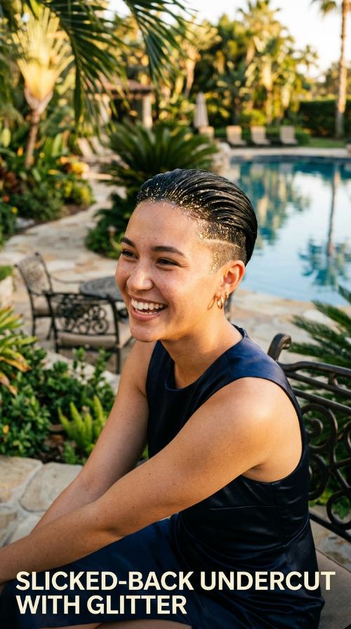 Slicked-Back Undercut with Glitter