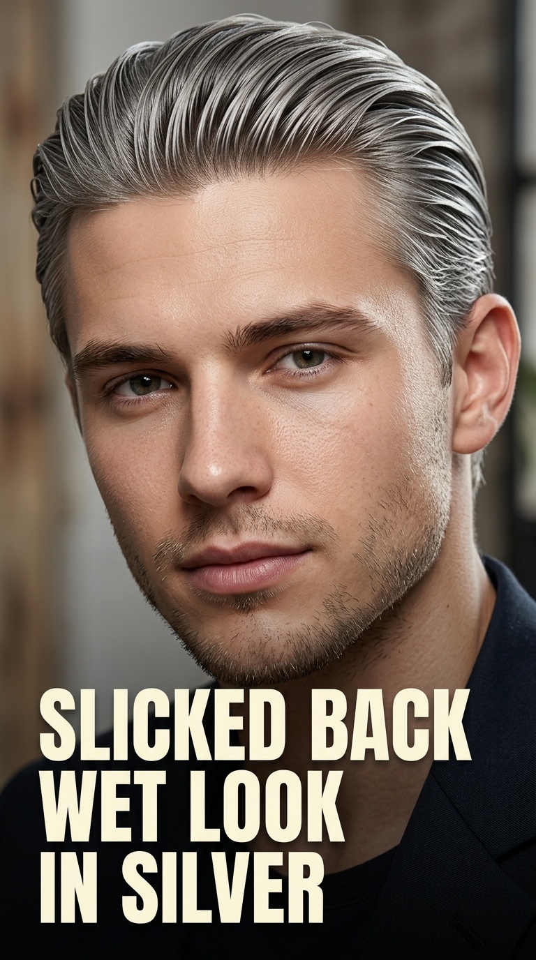 Slicked Back Wet Look in Silver