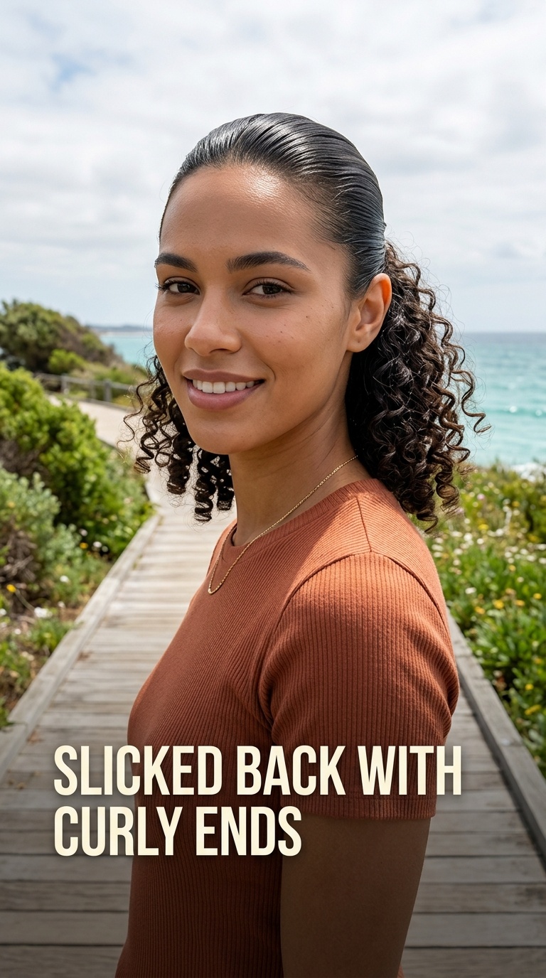 Slicked Back with Curly Ends