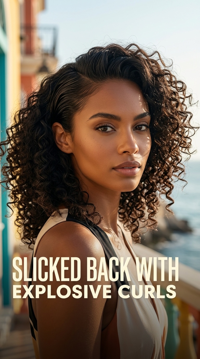 Slicked Back with Explosive Curls