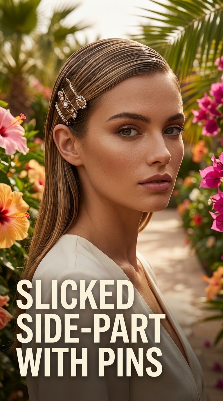 Slicked Side-Part with Pins