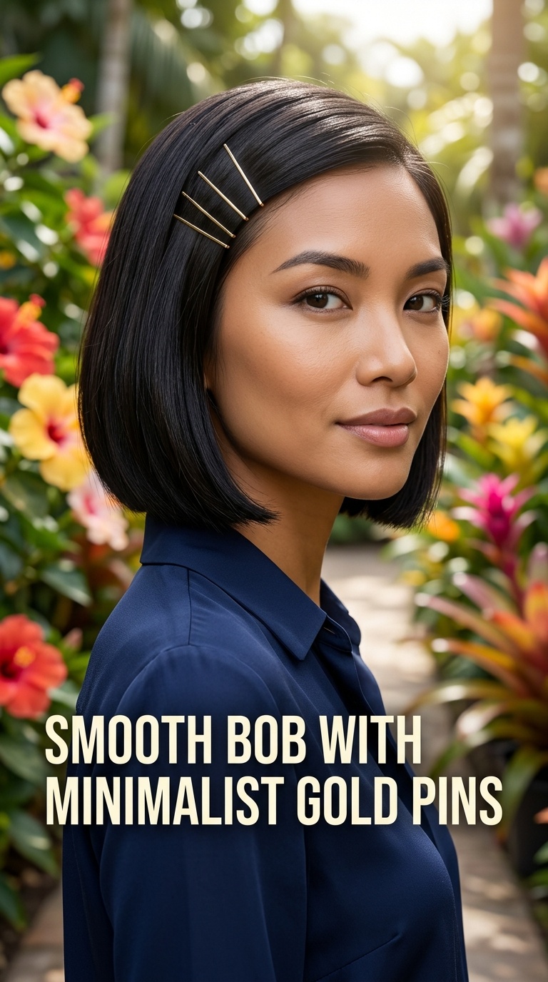 Smooth Bob with Minimalist Gold Pins