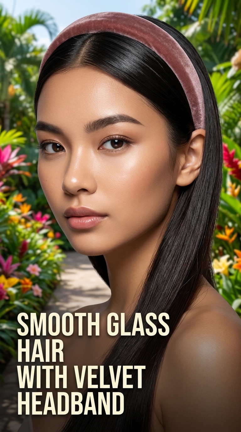 Smooth Glass Hair with Velvet Headband