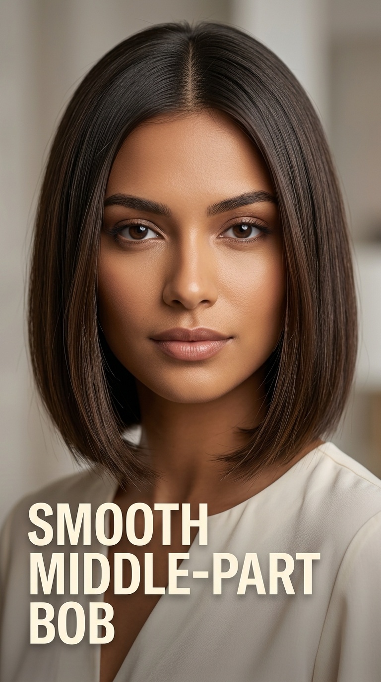 Smooth Middle-Part Bob