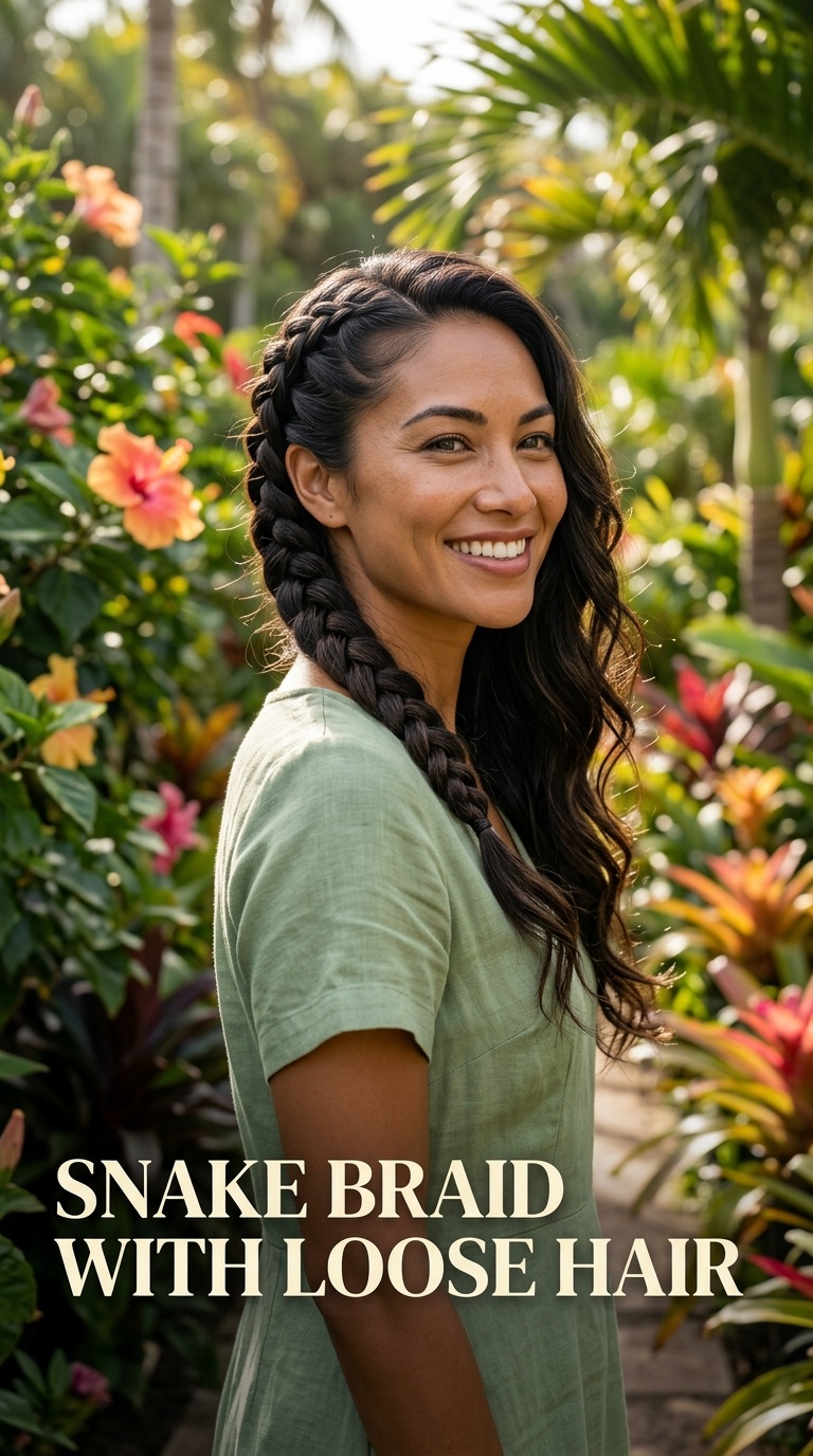 Snake Braid with Loose Hair