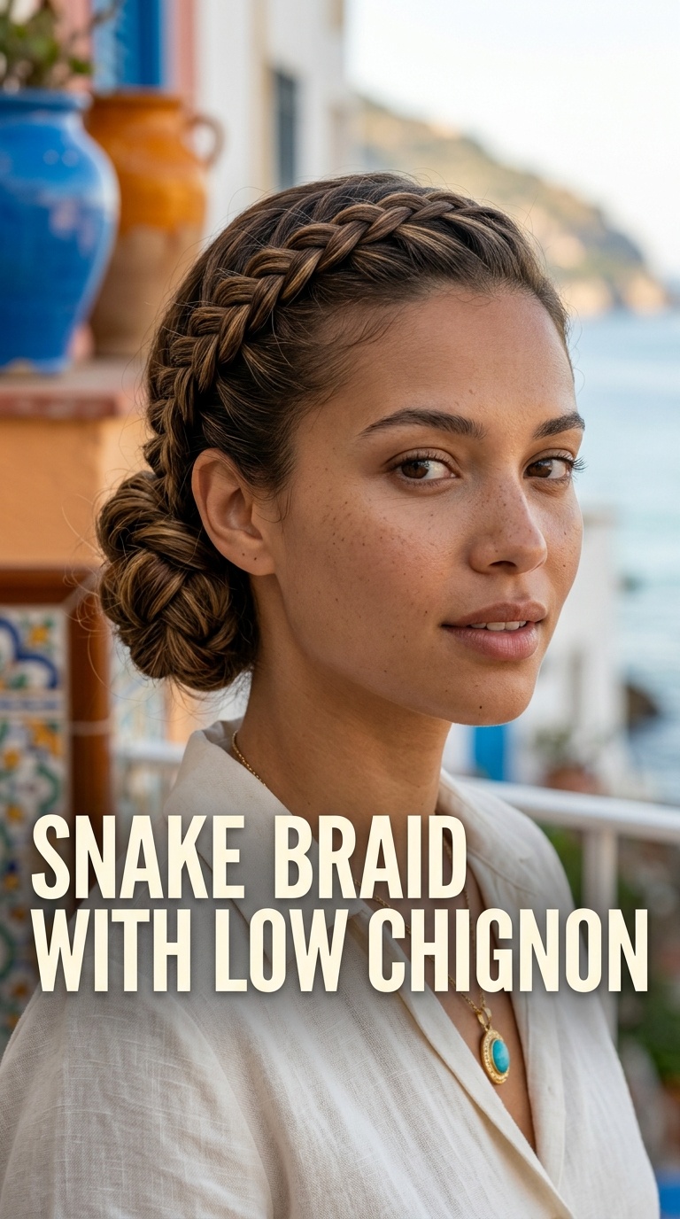 Snake Braid with Low Chignon