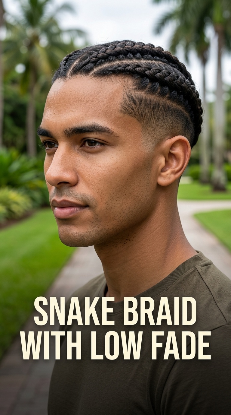Snake Braid with Low Fade
