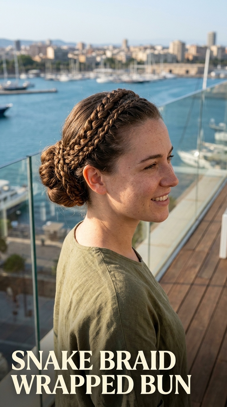 Snake Braid Wrapped Bun