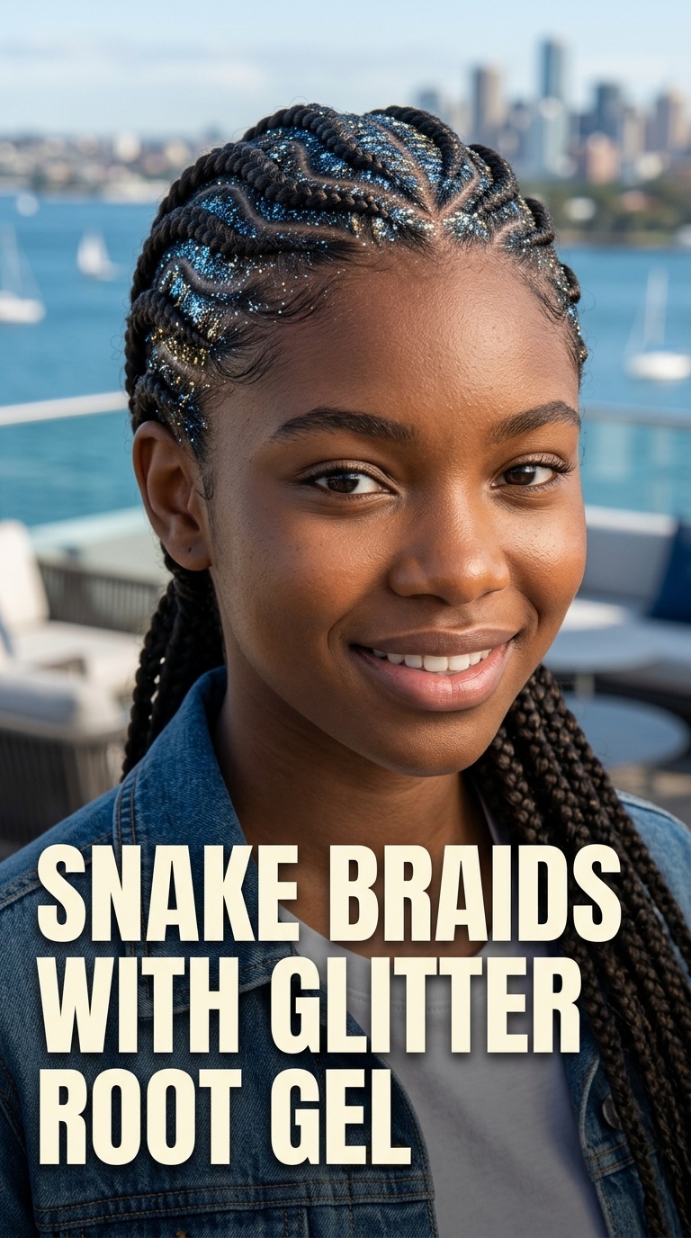 Snake Braids with Glitter Root Gel