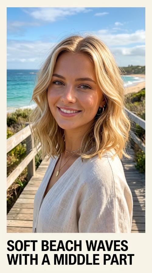 Soft Beach Waves with a Middle Part