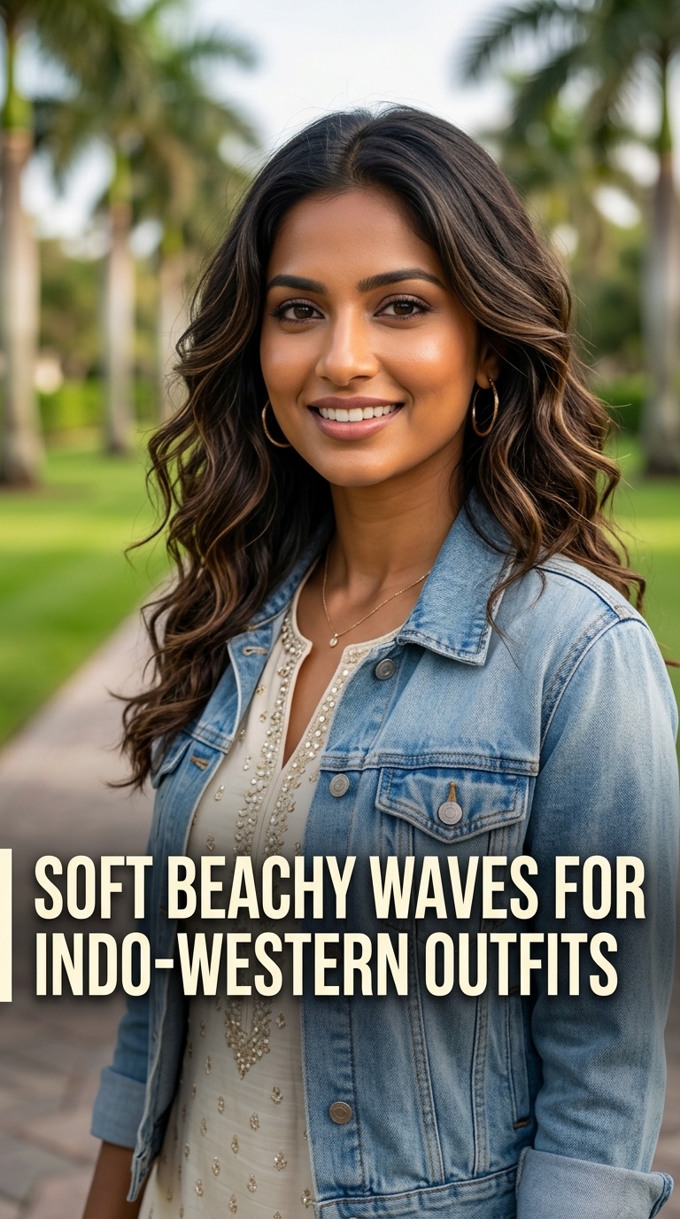 Soft Beachy Waves for Indo-Western Outfits