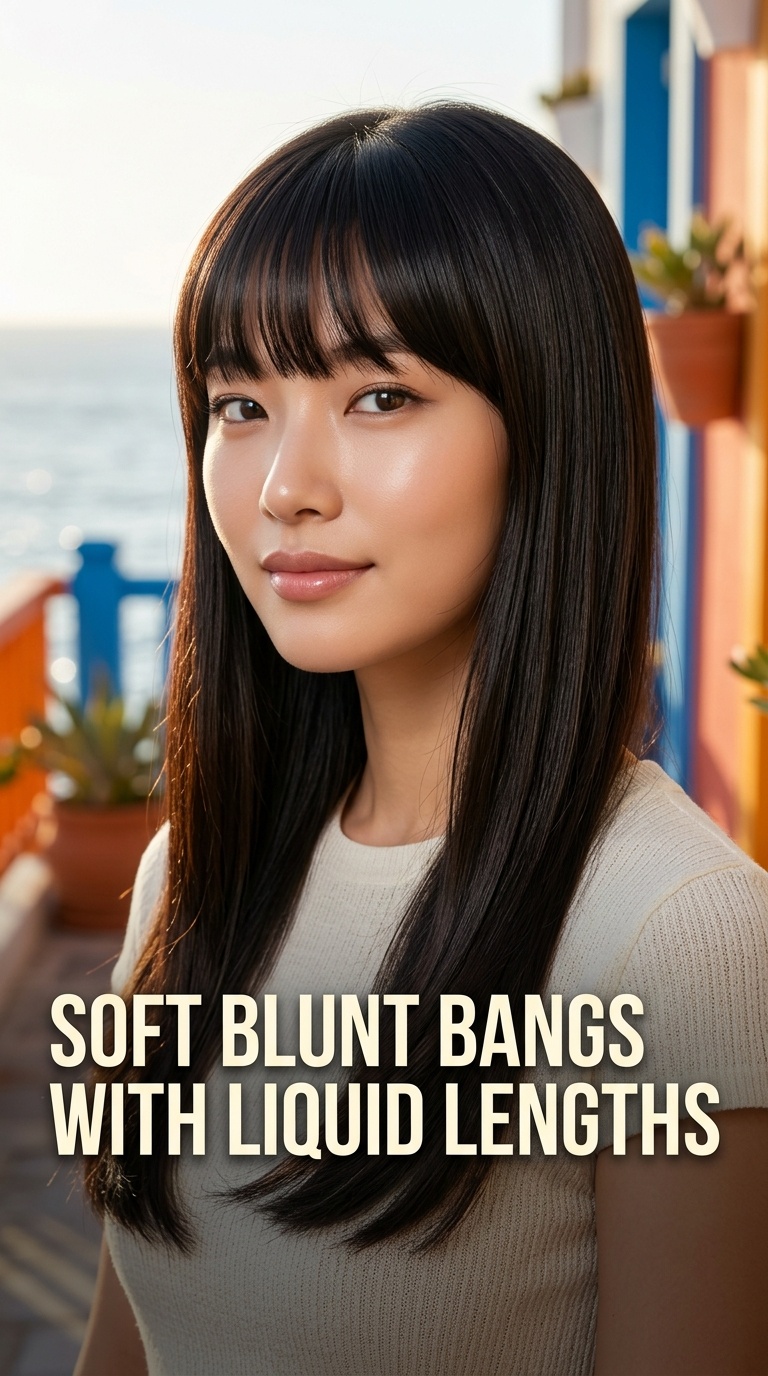 Soft Blunt Bangs with Liquid Lengths