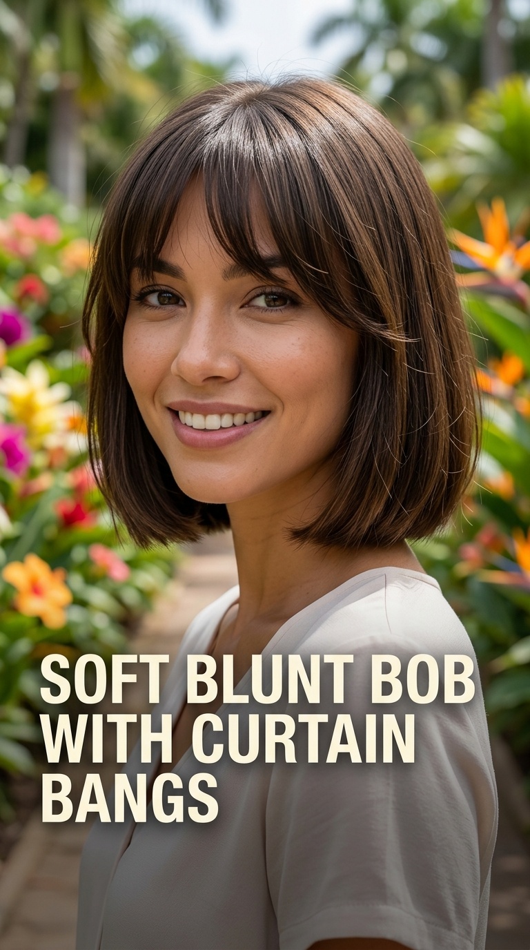 Soft Blunt Bob with Curtain Bangs