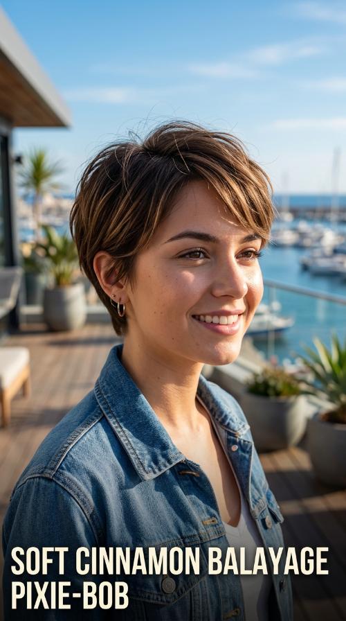 Soft Cinnamon Balayage Pixie-Bob