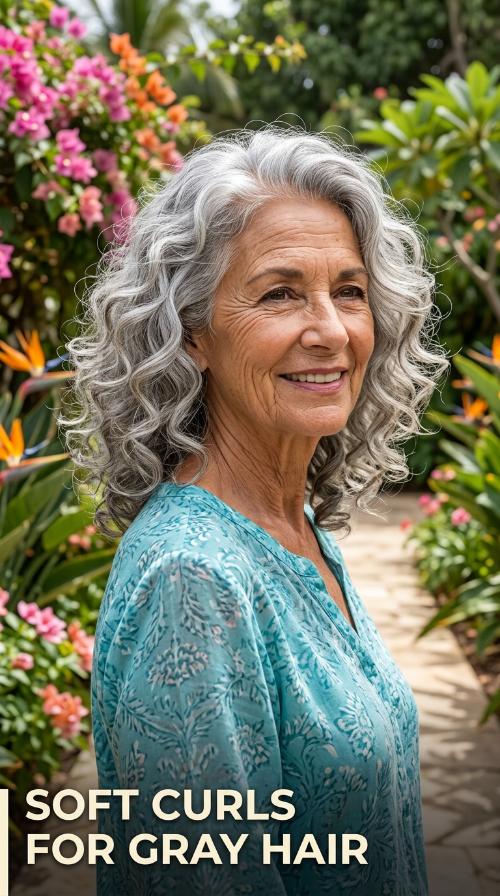 Soft Curls for Gray Hair