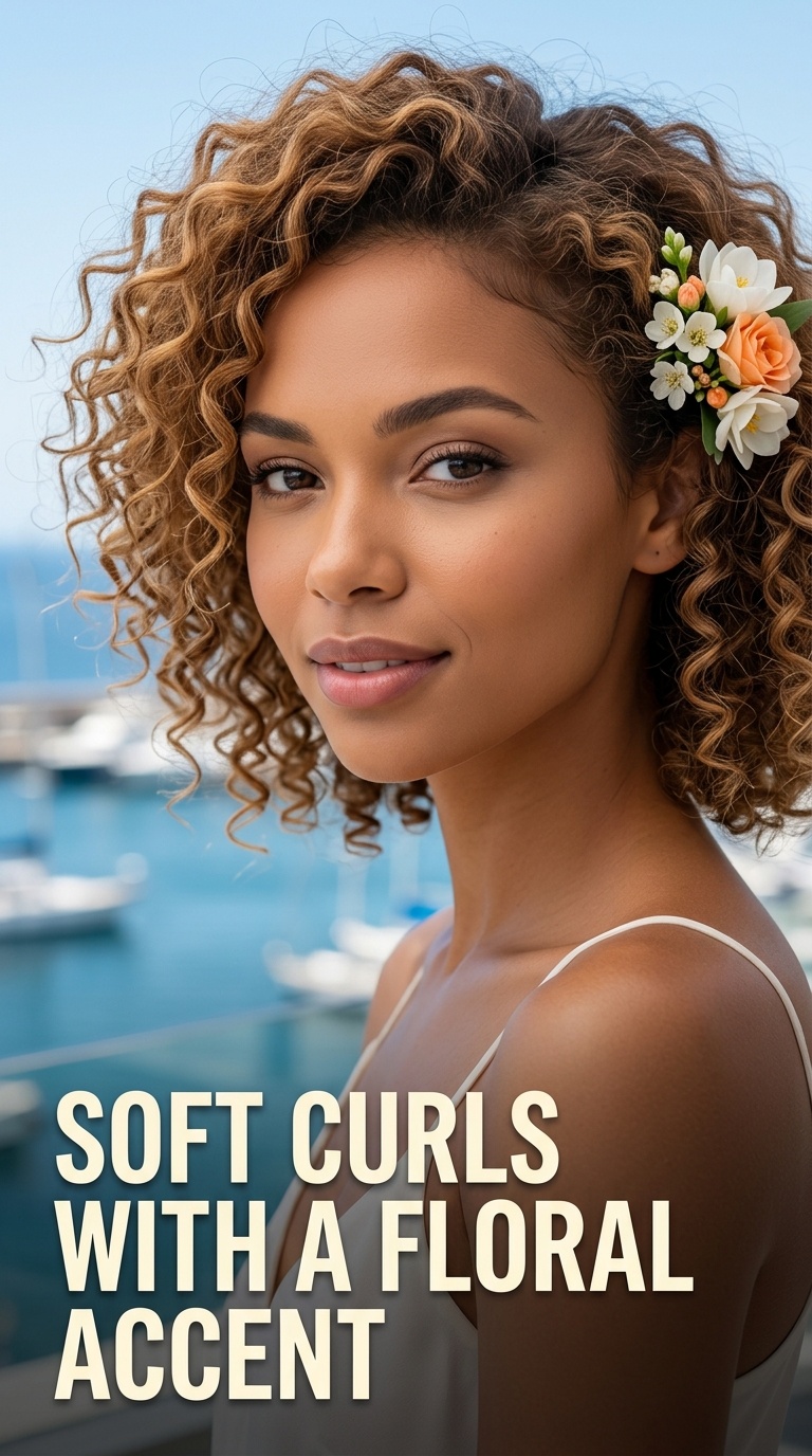 Soft Curls with a Floral Accent