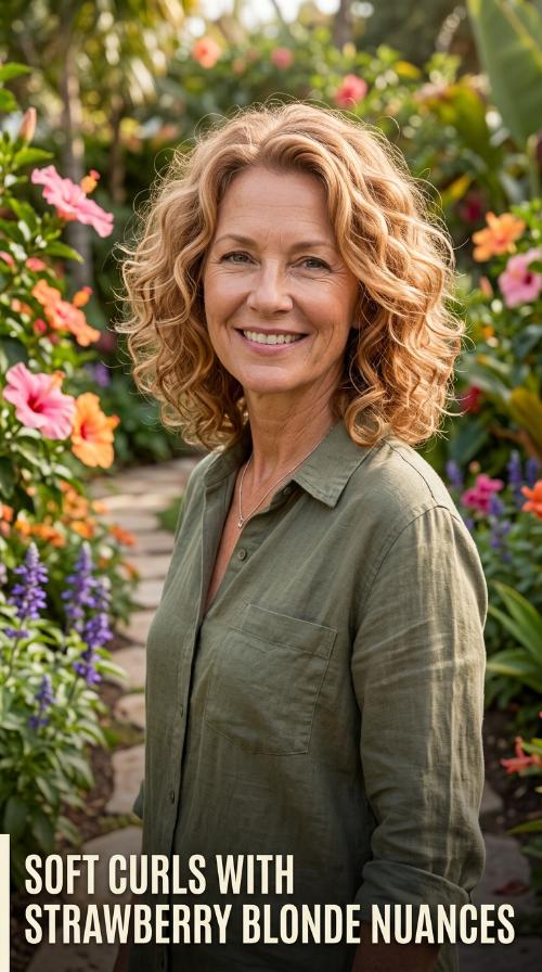 Soft Curls with Strawberry Blonde Nuances