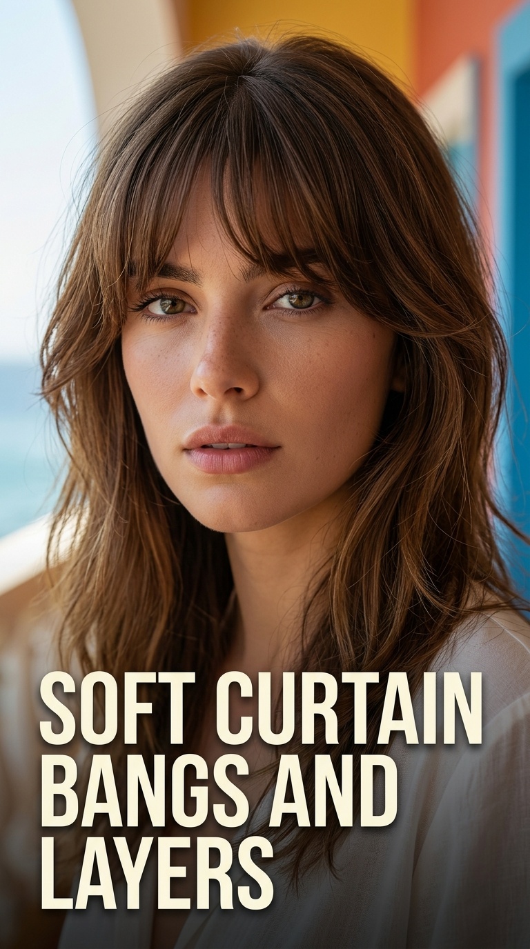 Soft Curtain Bangs and Layers