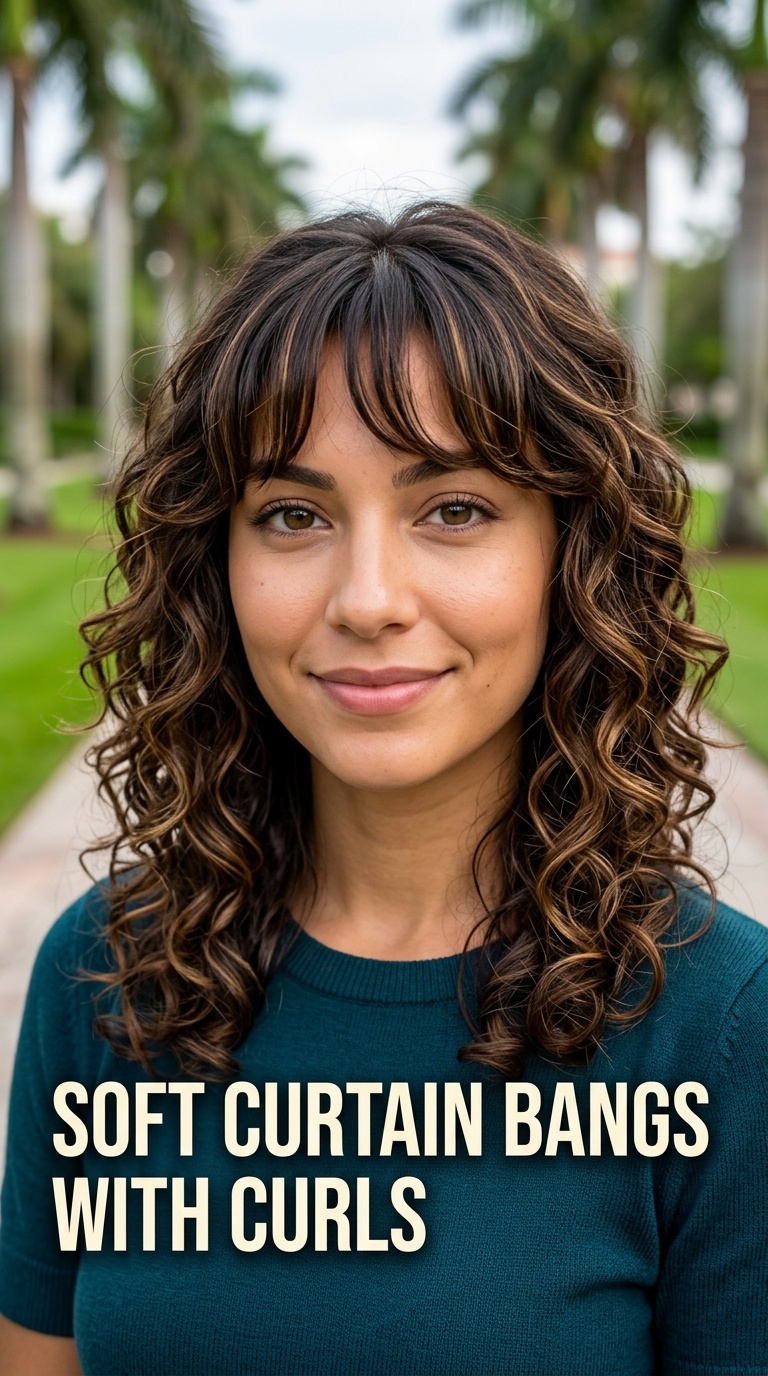 Soft Curtain Bangs with Curls