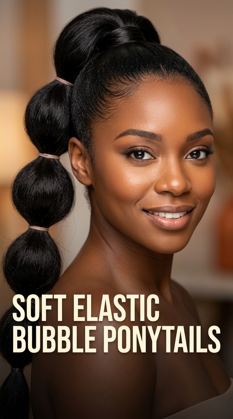 Soft Elastic Bubble Ponytails