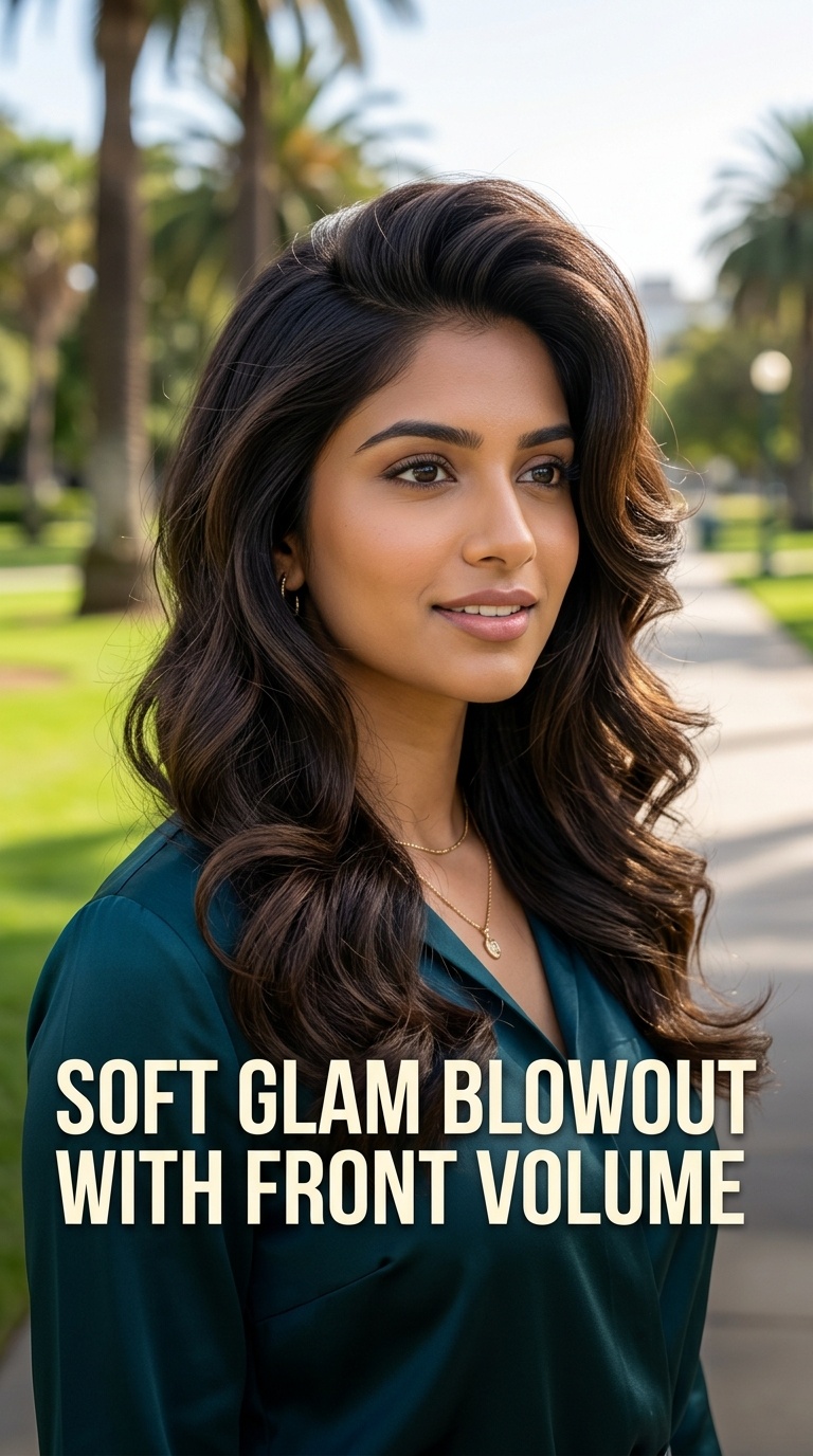 Soft Glam Blowout with Front Volume