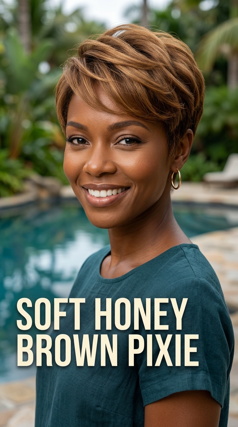 Soft Honey Brown Pixie