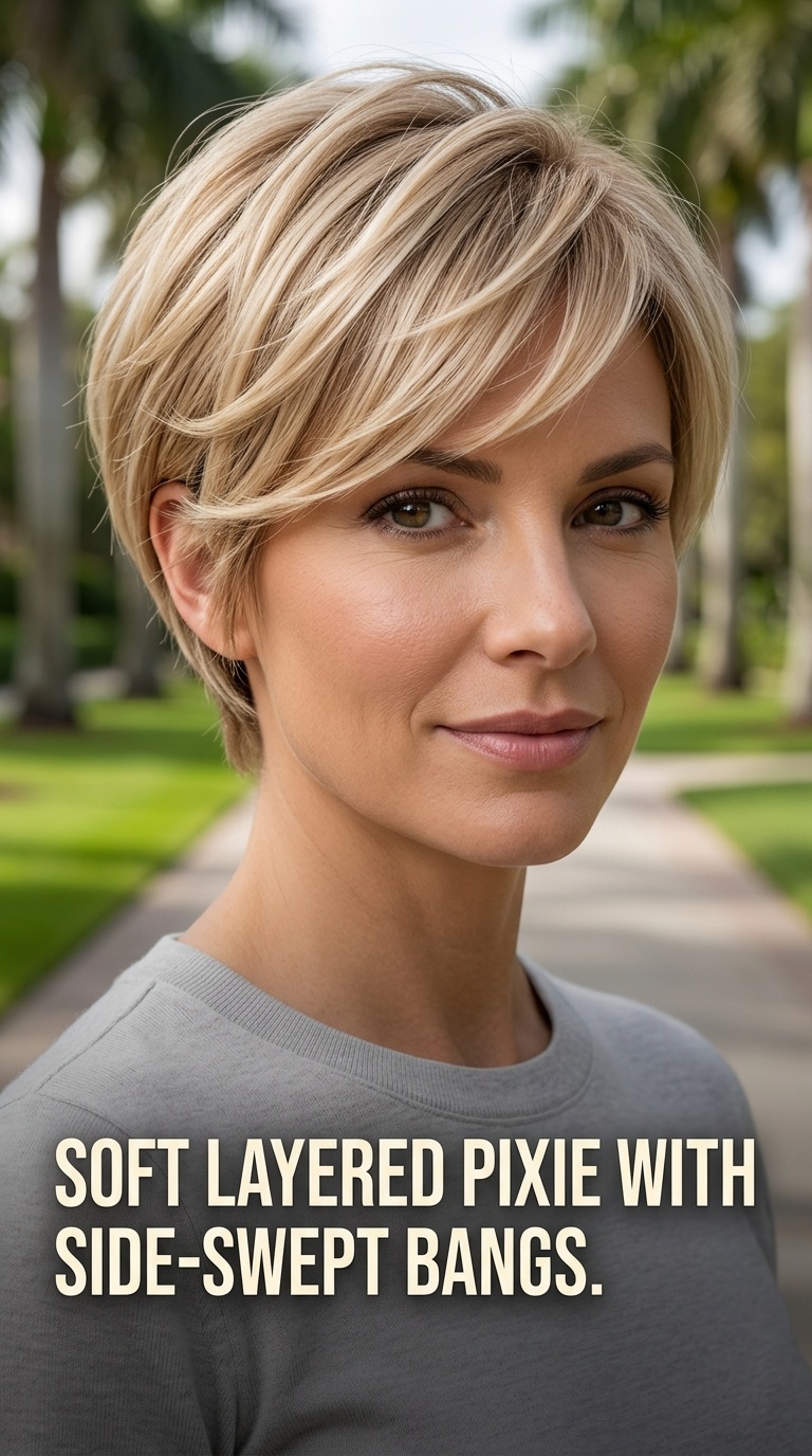 Soft Layered Pixie with Side-Swept Bangs